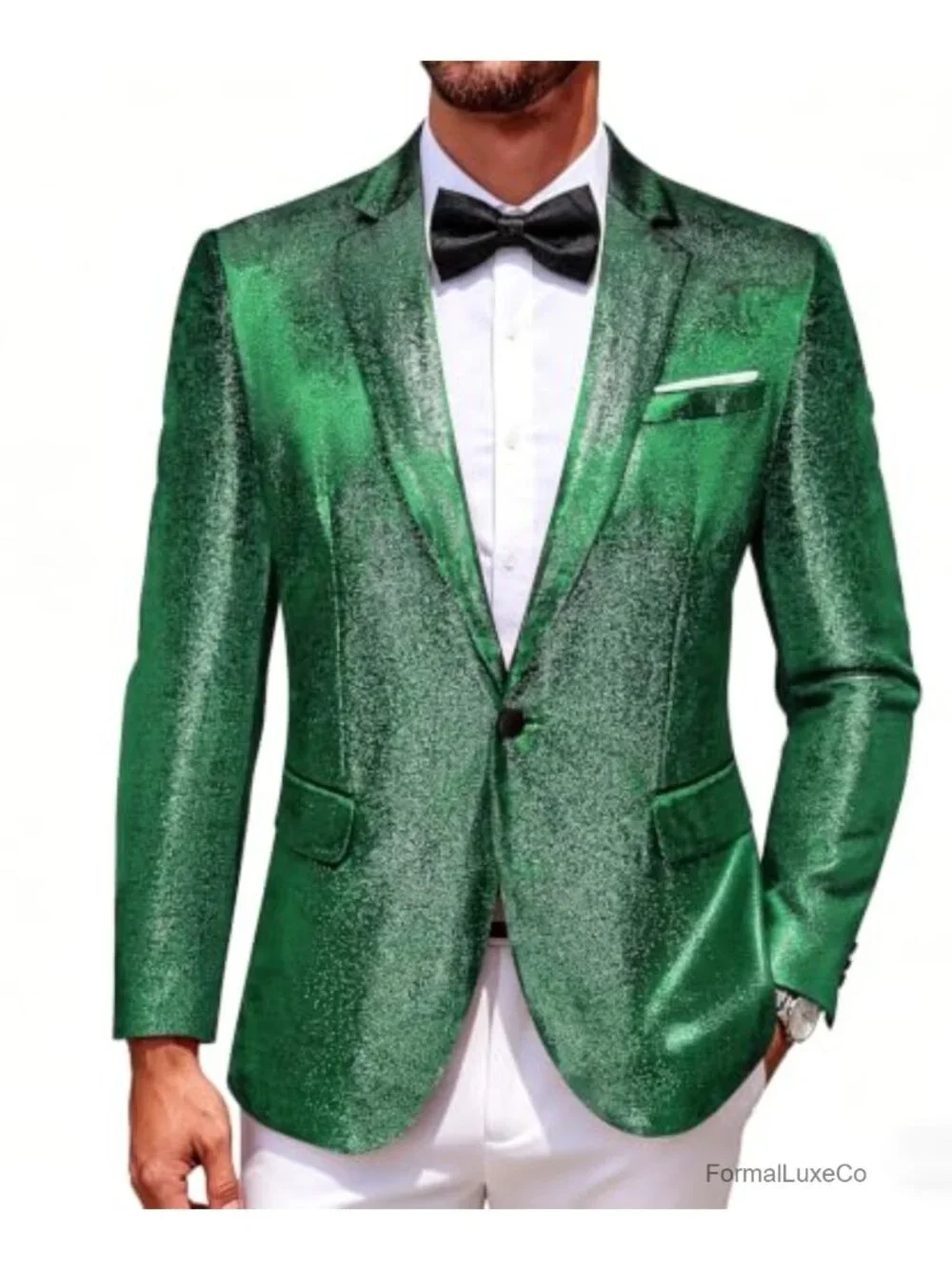 Men's Glitter Velvet Blazer with Notch Lapel | Slim Fit Sport Coat for Party &